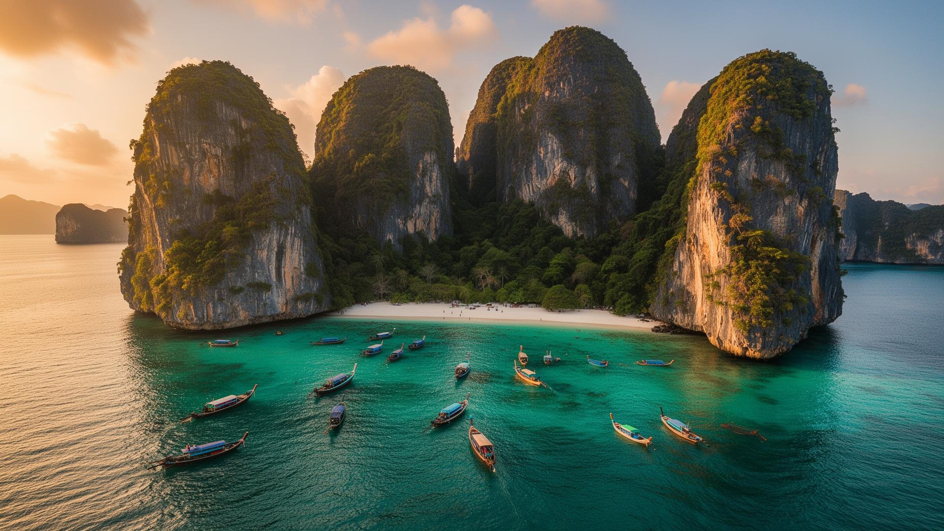 Koh Phi Phi limestone cliffs and turquoise sea